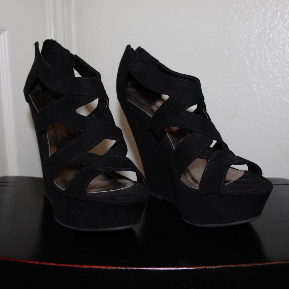 Black Suede Wedges